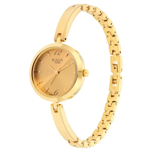 TITAN Raga Golden Metal Strap Watch 2606YM06 - Image 2