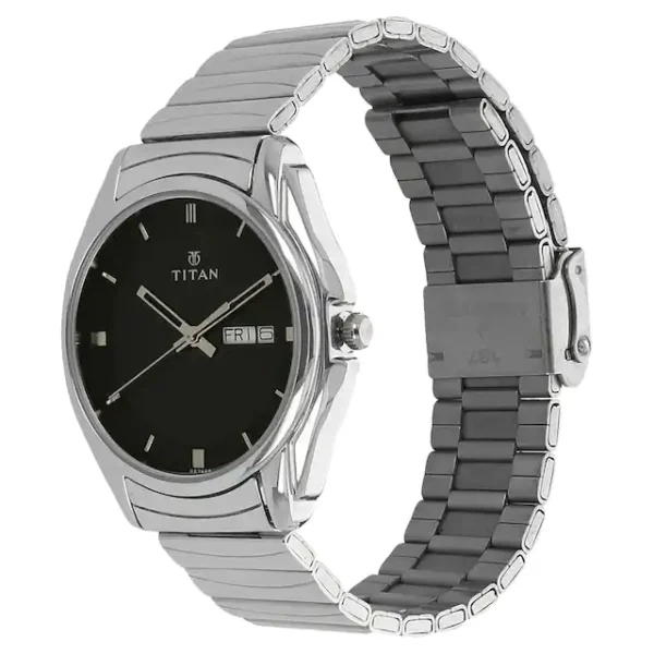 TITAN Black Dial Silver Stainless Steel Strap Watch 1578SM04 - Image 2