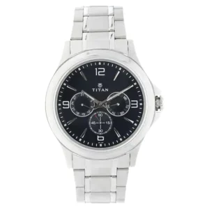 TITAN Blue Dial Silver Stainless Steel Watch for Men 1698SM02