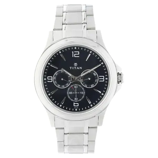 TITAN Blue Dial Silver Stainless Steel Watch for Men 1698SM02