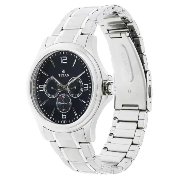 TITAN Blue Dial Silver Stainless Steel Watch for Men 1698SM02 - Image 2