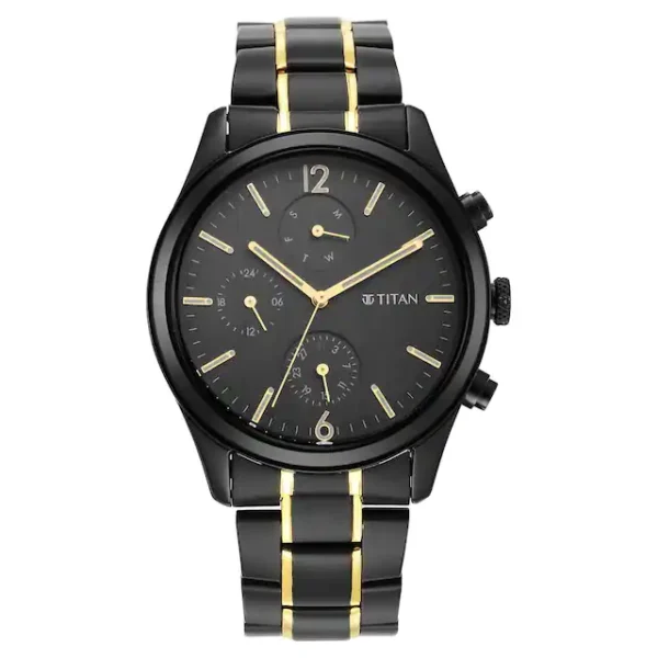 TITAN Black & Gold Dial Watch 1805KM03 - Image 2