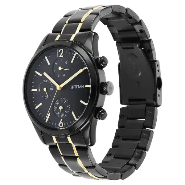 TITAN Black & Gold Dial Watch 1805KM03 - Image 3