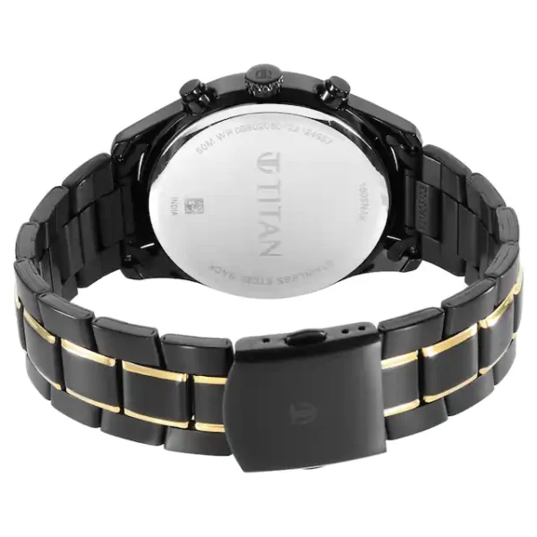 TITAN Black & Gold Dial Watch 1805KM03 - Image 5