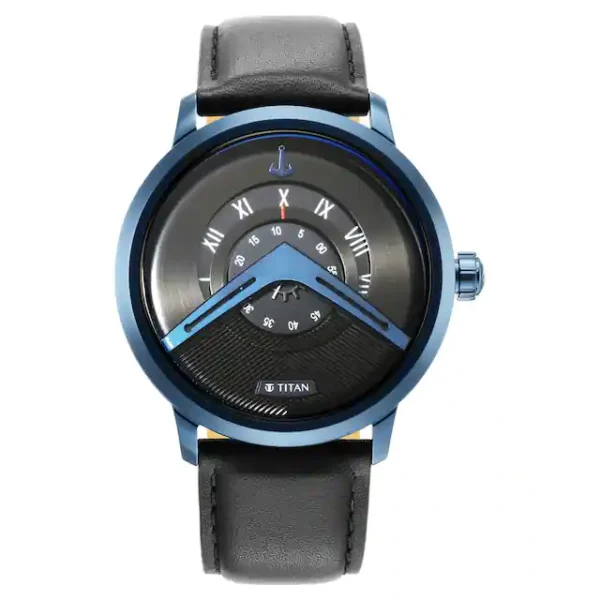 TITAN Maritime Watch with Black Dial & Leather Strap 1828QL04 - Image 2
