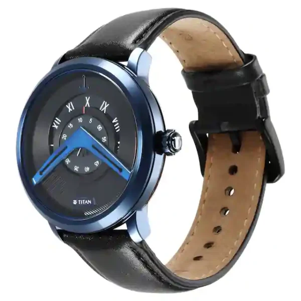 TITAN Maritime Watch with Black Dial & Leather Strap 1828QL04 - Image 3